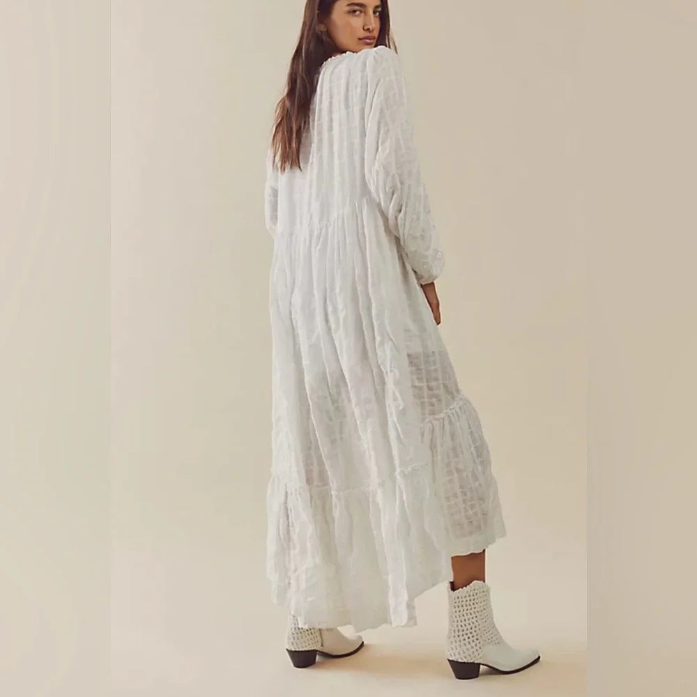 🤍🌸Free People, Edie Dress, Large in White - Picture 6 of 8